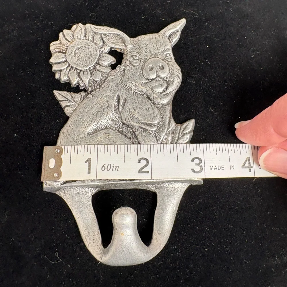 Vintage Carson Pewter Pig with Sunflower Wall Hook